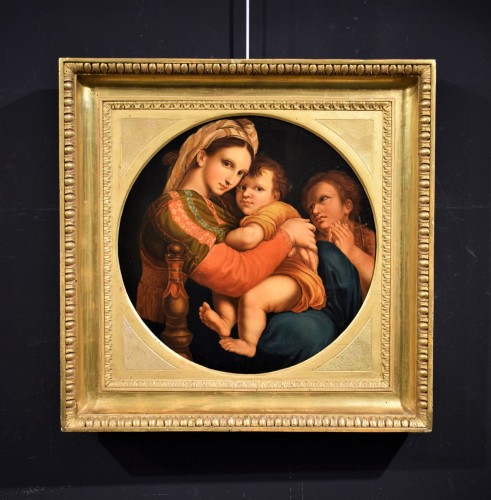 Vierge à l' Enfant avec saint Jean Baptiste - école italienne du XIXe - Tableaux et dessins Style Napoléon III